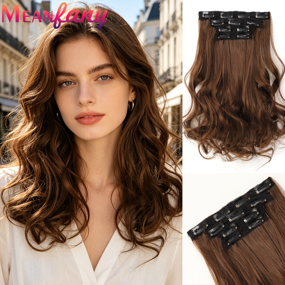 TEMU 4 piezas de extensiones de pelo con pinzas para mujer, con naturales suaves cortas /rizadas, extensiones de de encaje invisible, pinzas para