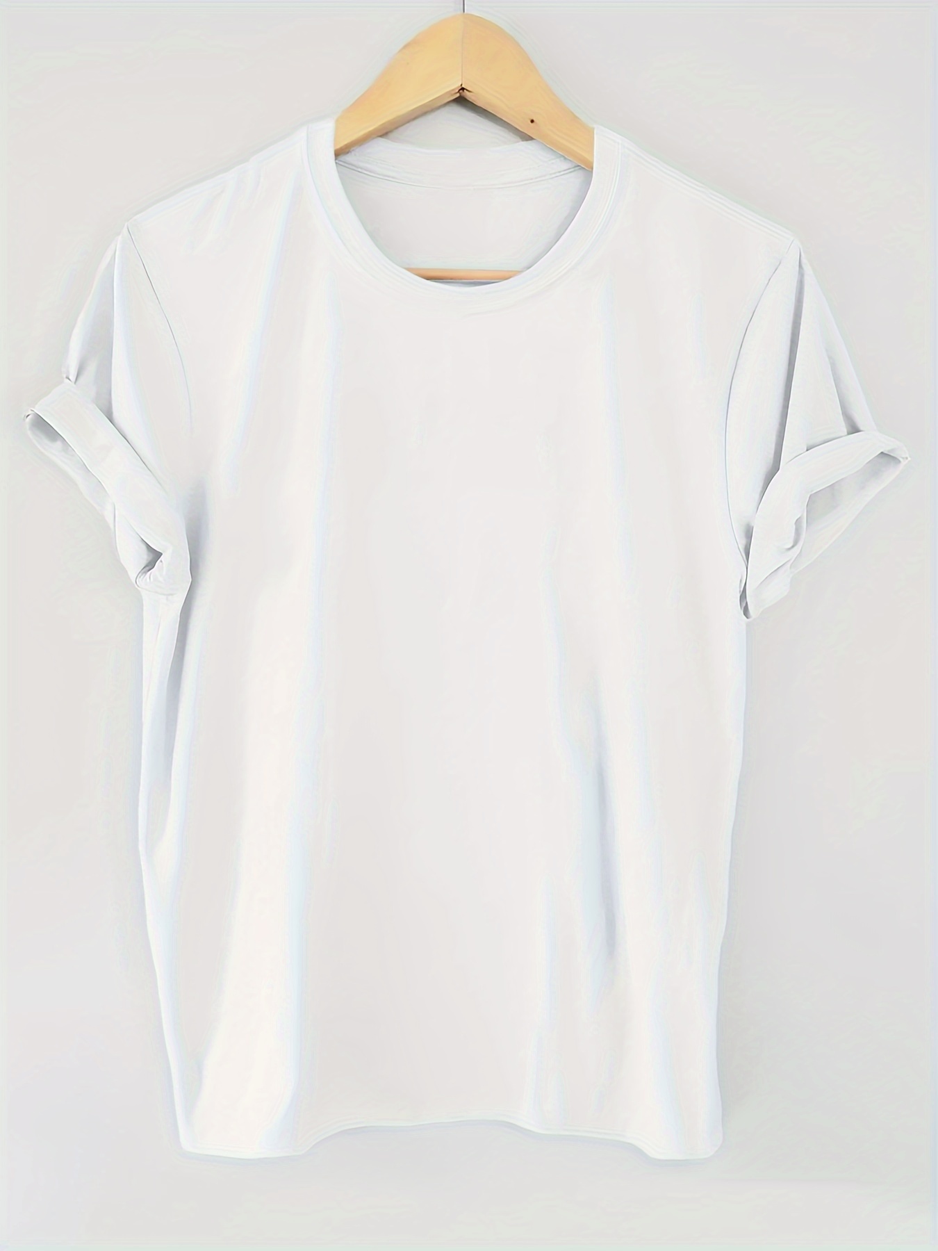 4 Pakken effen kleur T-shirt, Korte mouw Ronde hals Casual top voor zomer & lente, Dameskleding