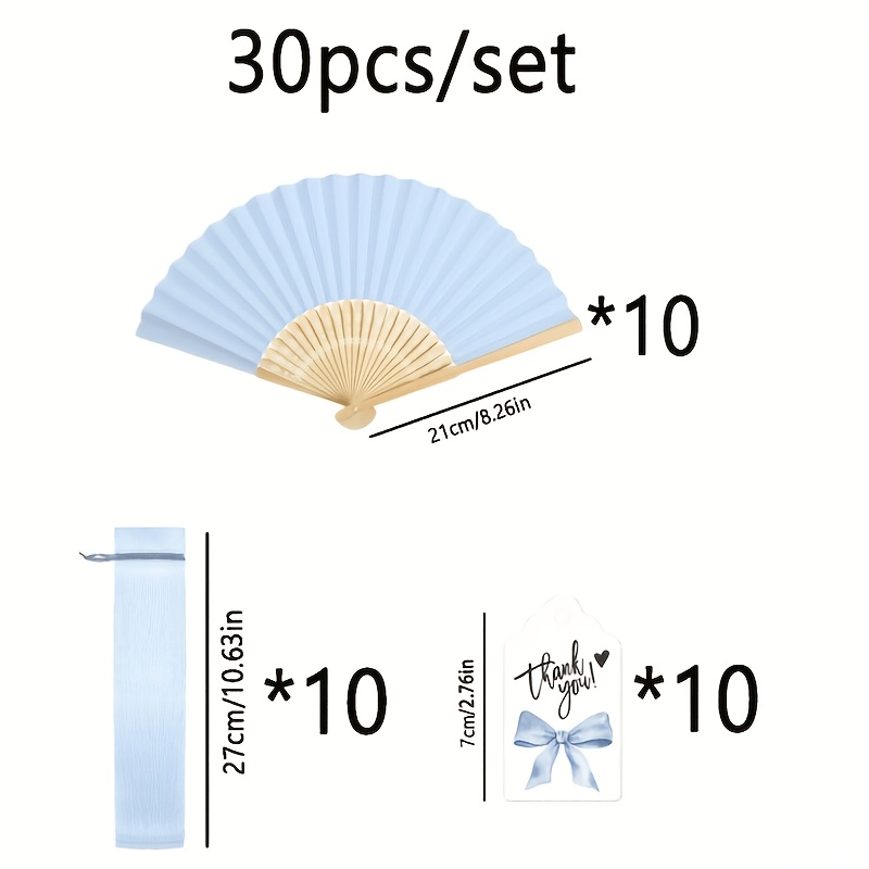 TEMU Personalized Custom Light Blue Wooden Bohemian Style Wedding Fan - Engraved With Name And Date, Durable Bamboo Ribs, Elegant Folding Fan.