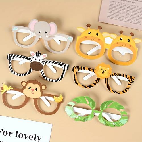 6pcs jungle animal paper glasses adults woodland wild one party gifts glasses birthday supplies happy birthday party decoration for halloween christmas event party supplies halloween christmas
