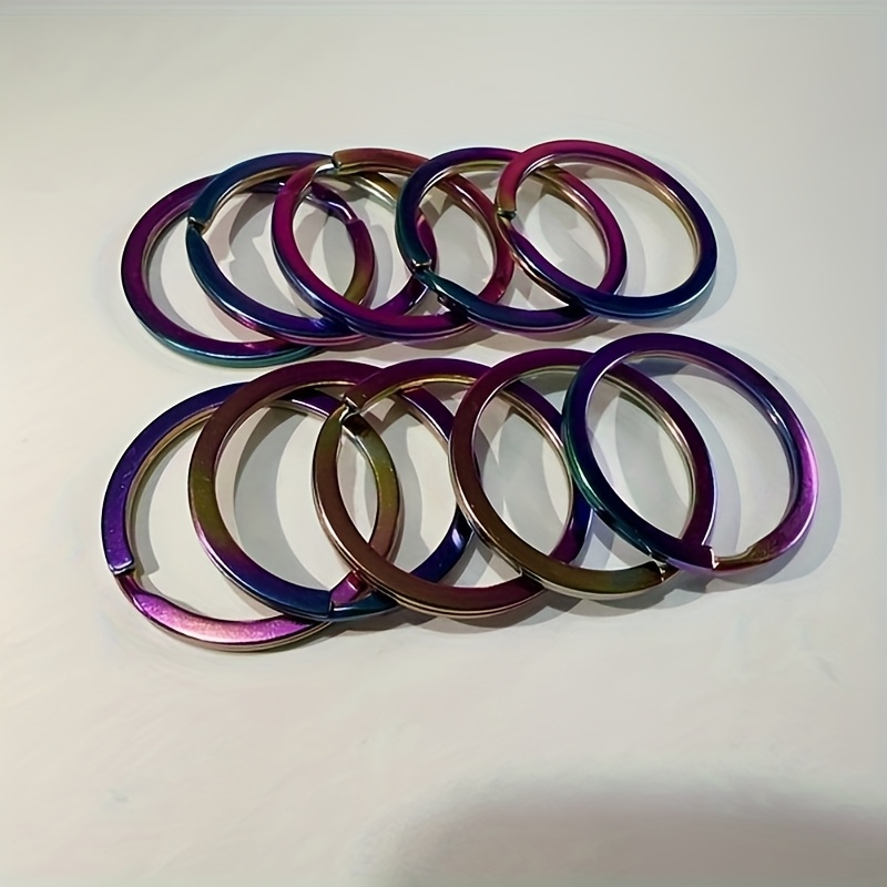 Image of 10pcs Colorful-colored Colorful Aluminum Keychains, Flat Key Chain Set, , Key Fob Additions, Suitable For Home, Car Keys, Men's Use, Very Suitable For 's Day, Easter, Carnival Use