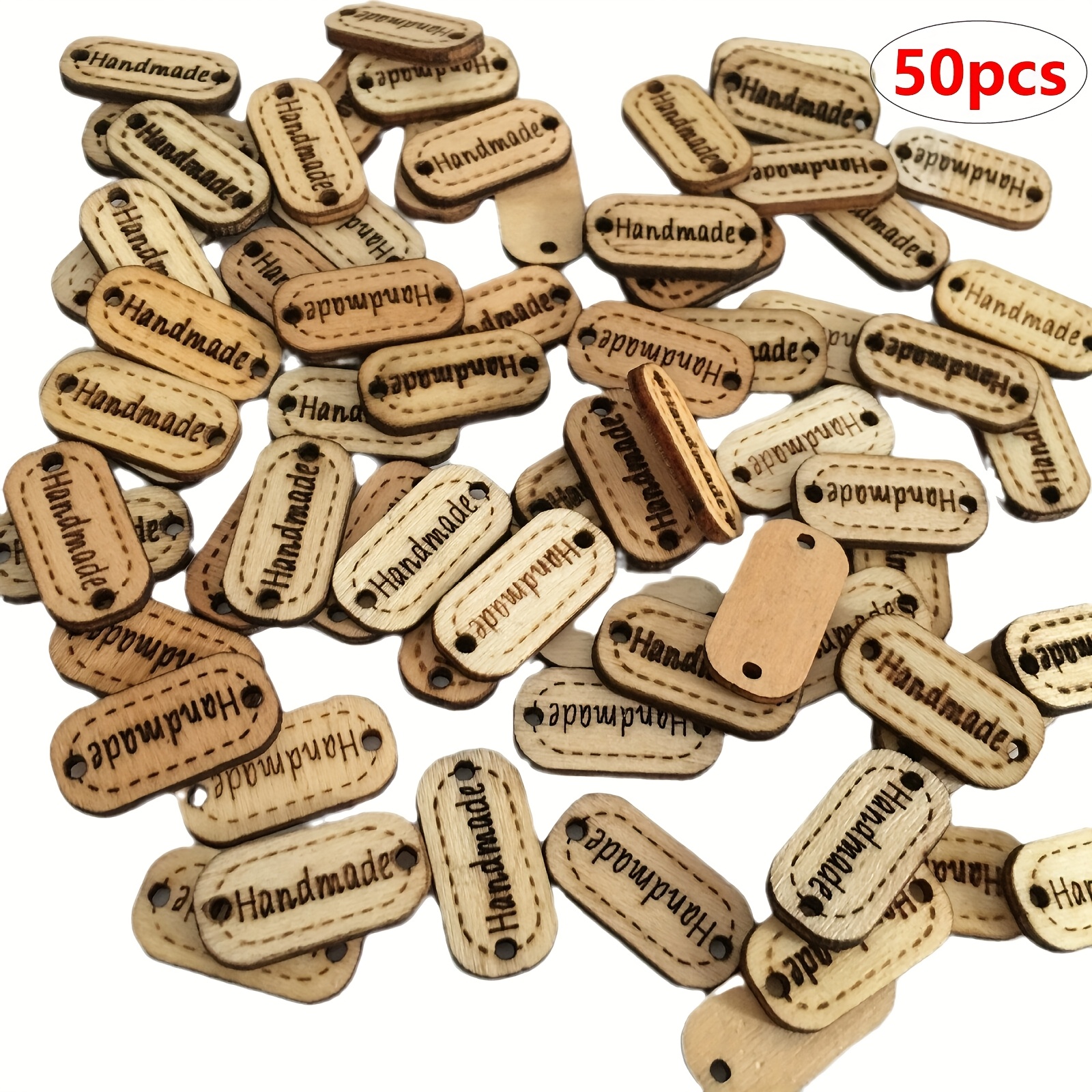 50pcs Wooden Handmade Craft Decorations, Diy Painting Artwork, Wooden Hanging Ornaments For Festive Party And Wedding Decorations, Gift Packaging Accessories