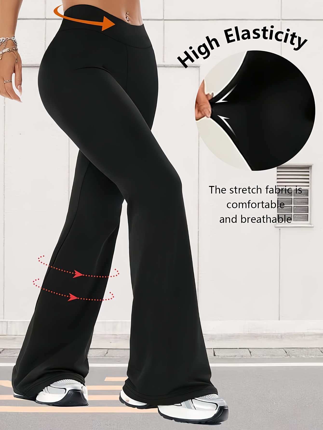 summer womens solid color flared yoga pants high waisted for abdominal control and effect tight fitting and buttock enhancing workout pants for exercise and fitness suitable for sports running cycling and yoga