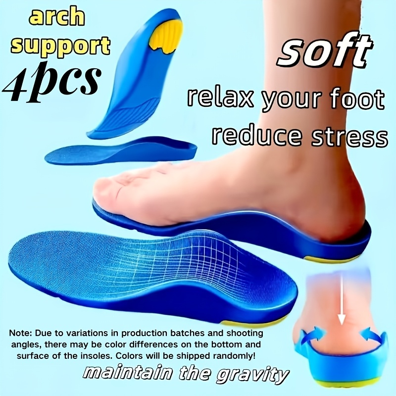 4pcs   of arch pad support insoles mens and womens unisex arch support massage insoles shock absorbing and running sports insoles work boot insoles are suitable for long standing periods