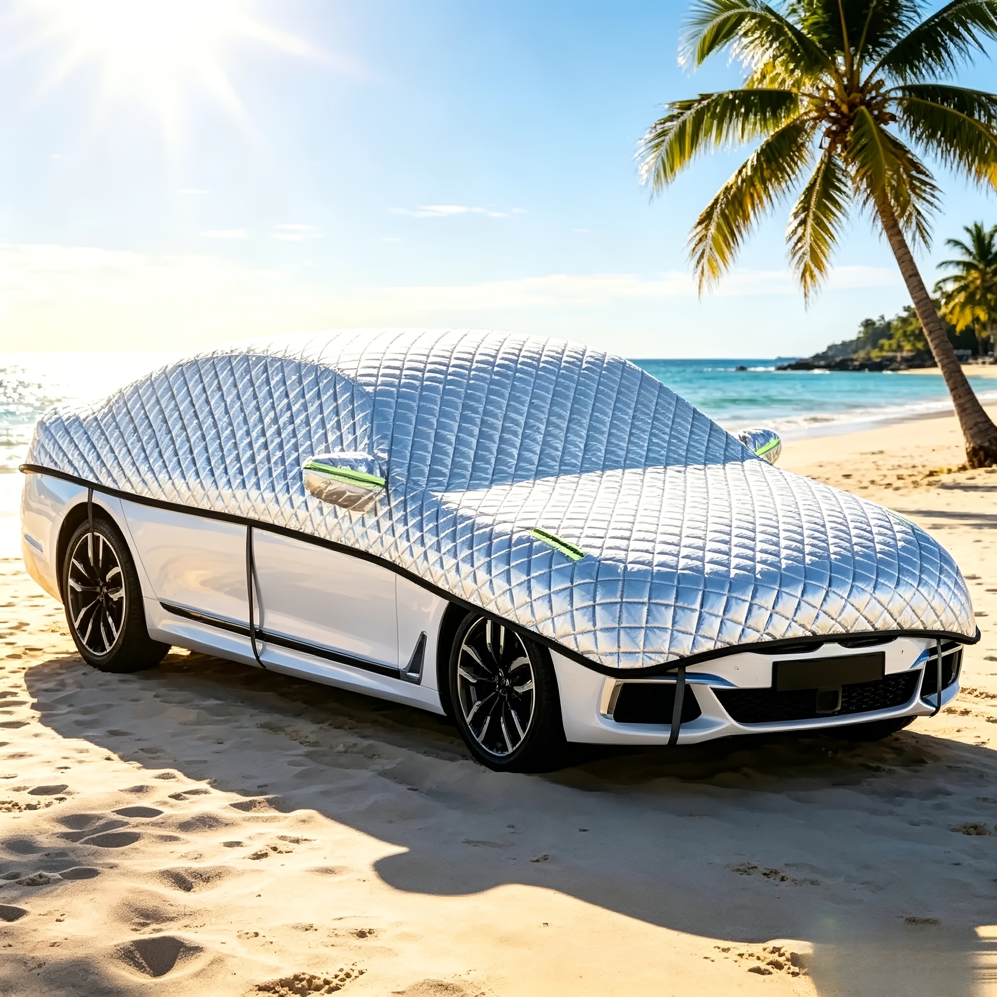 TEMU Housse universelle pour voiture SUV, demi-coque de 208,66 pouces - Protection matelassée et épaissie pour pare-brise, toit et rétroviseur avec
