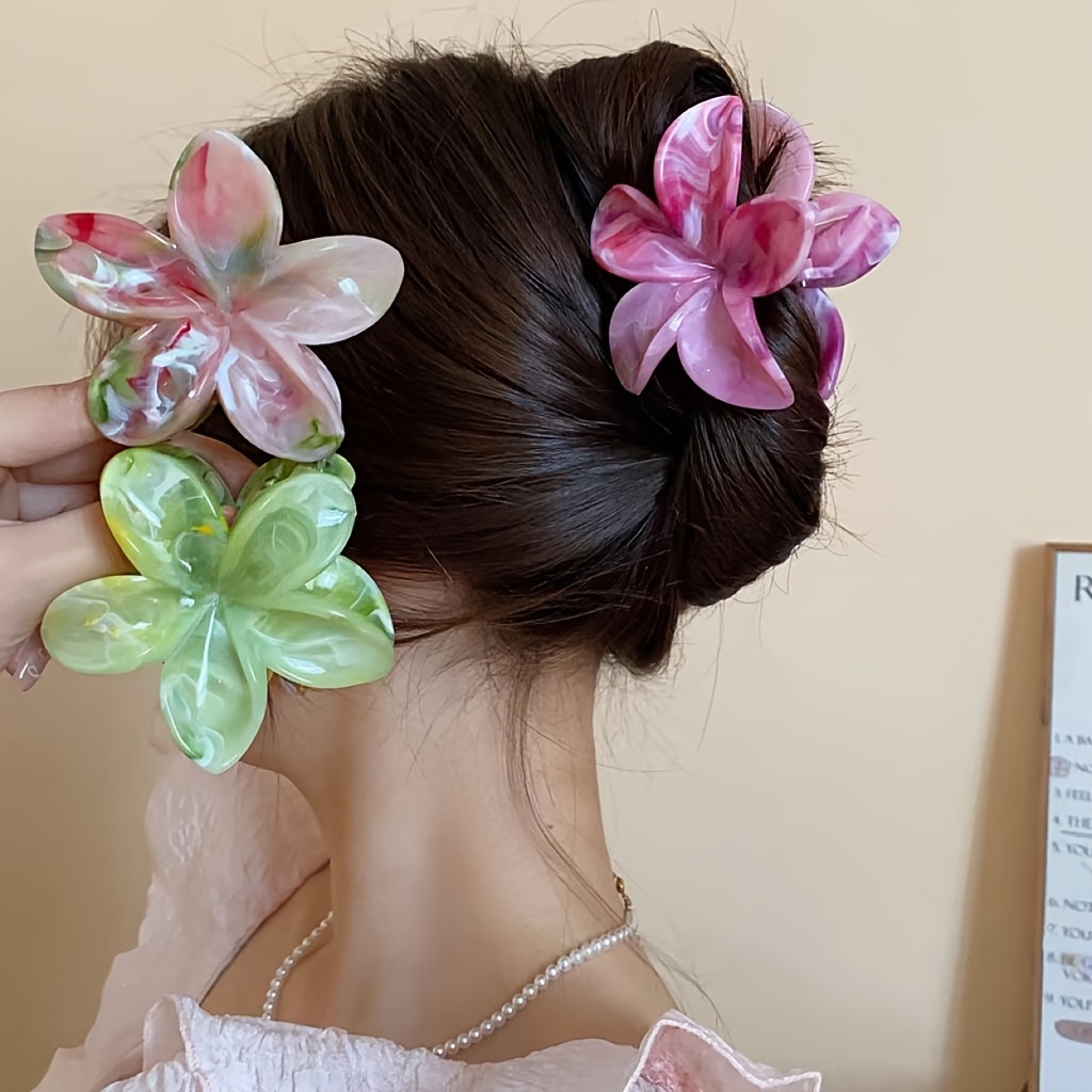 

Barrette de Cheveux Colorée à Dégradé de Peinture à l'Huile Super Fée d'Été, Accessoire de Cheveux Fleur , Clip de Requin pour Tresse Douce