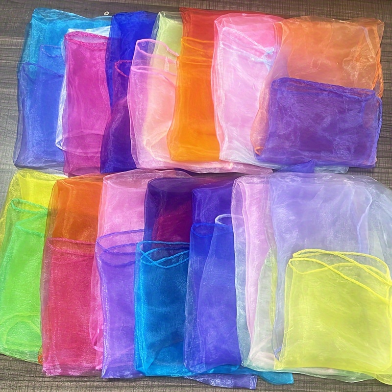 Image of 14pcs Set 60x60cm Dance Small Square Scarf Gradient Small Handkerchief Dual-color Small Scarf Gauze Scarf Lightweight Transparent Flowing Decorative Small Neck Scarf Gift Scarf