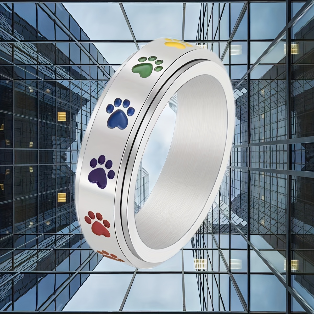 E-shop Katzenpfotenabdruck 304L Edelstahl 304L 304L Edelstahl 304L 304L Edelstahl 6-Farben Ring