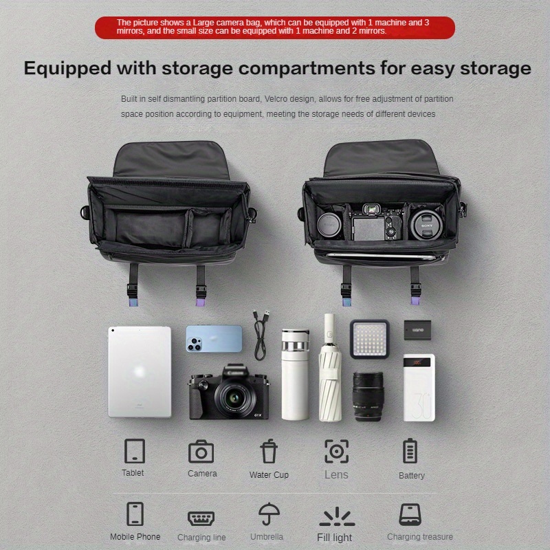 borsa per fotocamera   borsa a tracolla da viaggio per fotocamera custodia a tracolla per fotocamera dslr/slr/fotocamera senza specchio con divisori rimovibili Dettagli dell'articolo 3