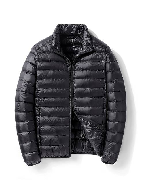 loose fit with popular mens daily casual down jacket solid color fashionable windproof high quality wear resistant and jacket suitable for indoor outdoor hiking activities and golf multi functional