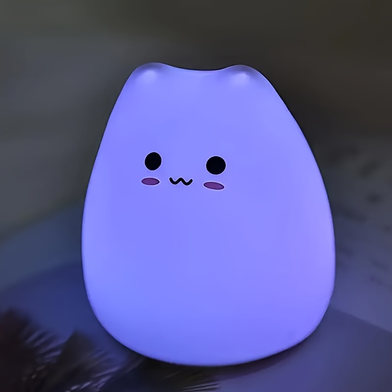 adorable led cat night light color changing battery powered perfect for bedroom ambiance nursery decor