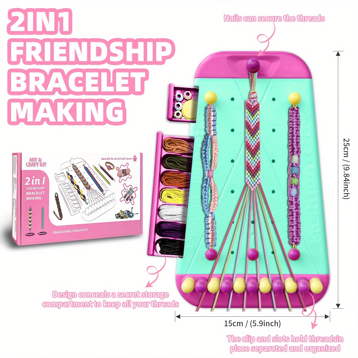 TEMU Kit de fabrication de bracelets deux-en-un , kit de fabrication de bracelets DIY, comprend 10 breloques moutons tricotés prédécoupées et 10
