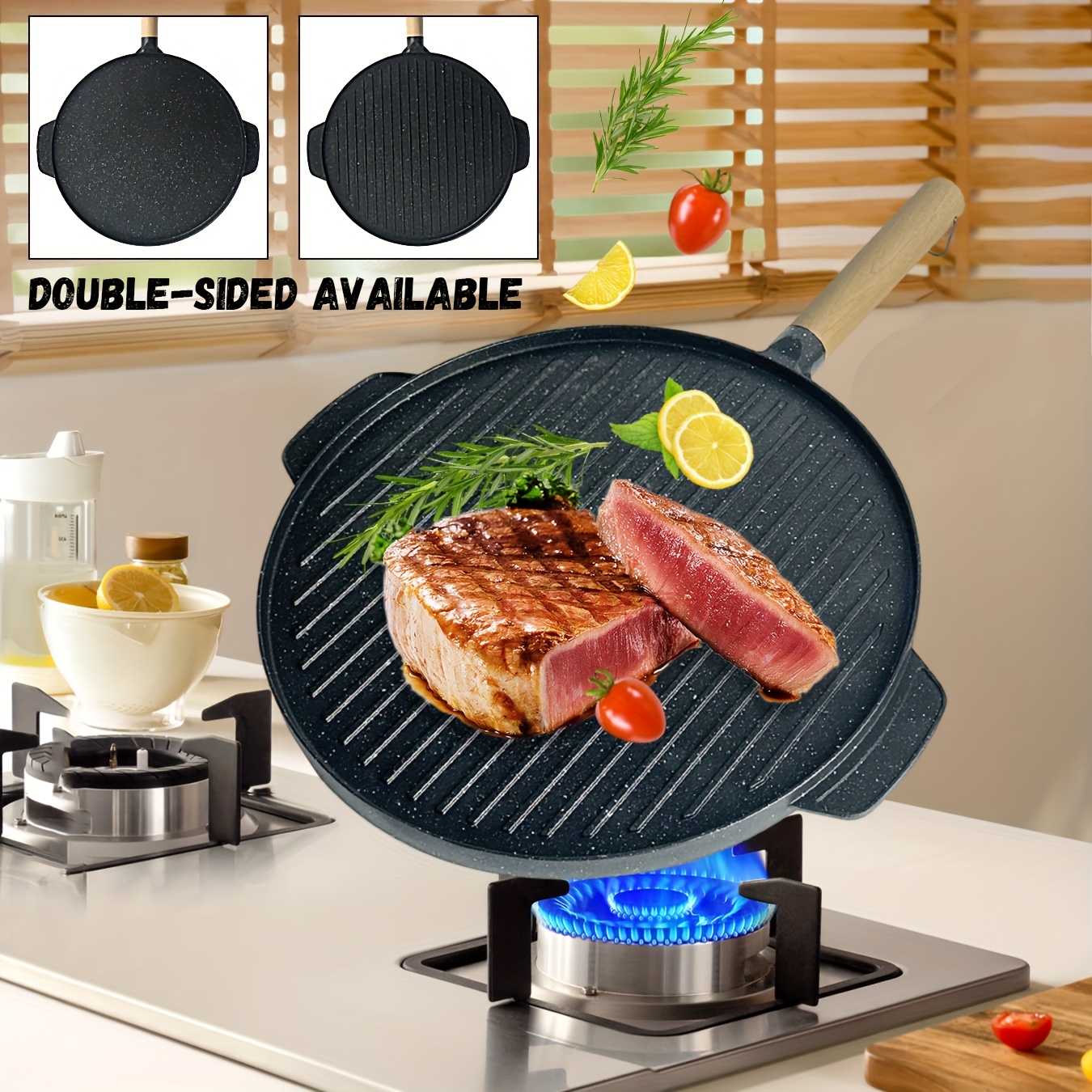 heavy duty striped grill pan flat non stick Temu Mauritius