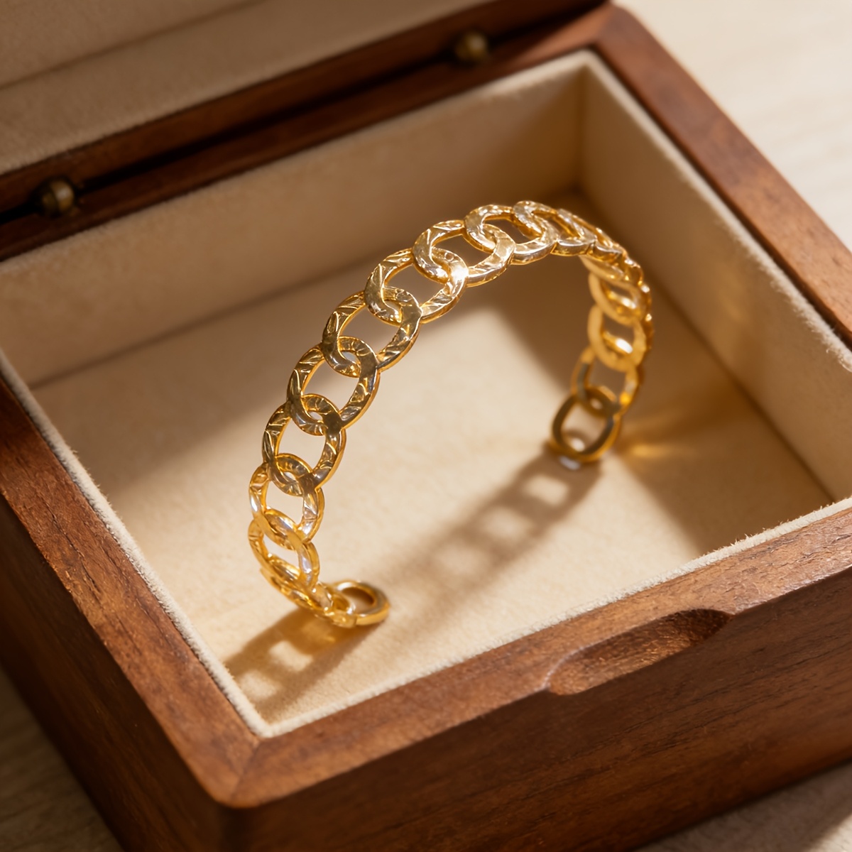 Women's Adjustable Luxurious Golden-Plated Stainless Steel Bangle Bracelet