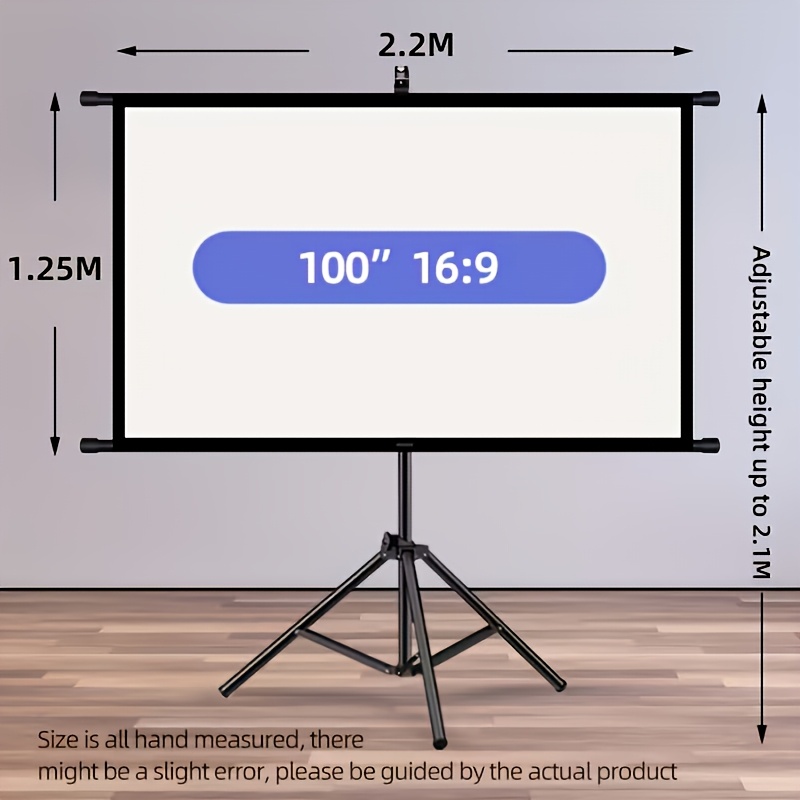 100 zoll tragbare mobile projektionsleinwand mit stativständer 16:9 hd-projektionsleinwand, einfach zu bedienen,   für heimkino, für den innenbereich, wandmontiert, polyestergewebe,   für büropräsentationen heimunterhaltung, gebrauchsfertig, weihnachtsgeschenk