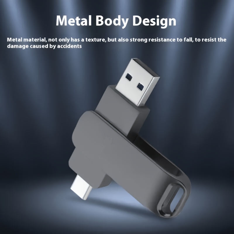 TEMU Unit� USB in metallo a funzione USB 2.0 Tipo-C da 256MB/4GB/8GB/16GB/32GB/90GB, chiavetta di archiviazione ad velocit�, adattatore unit� flash,