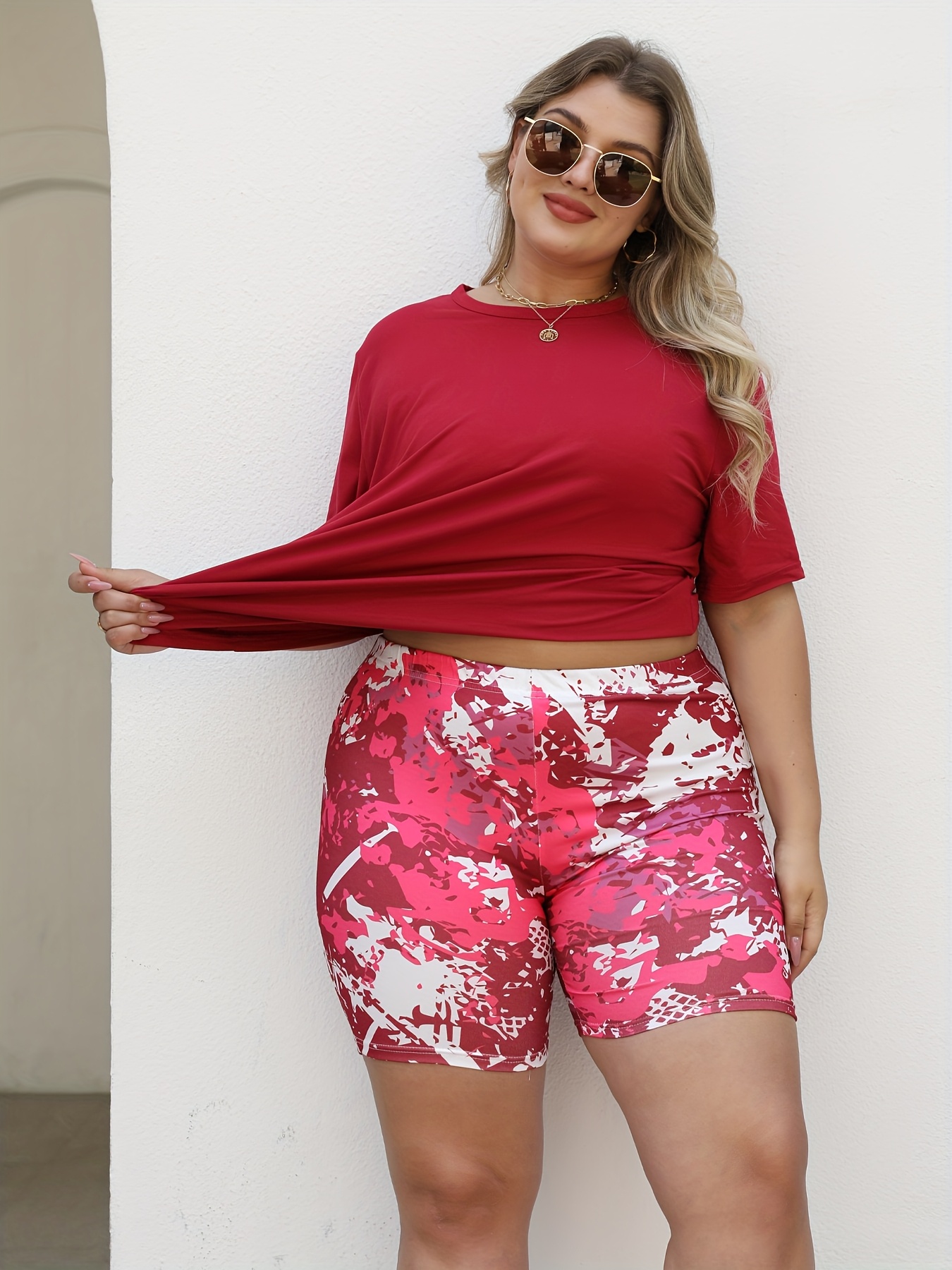 Women’s Plus Size Burgundy Sportswear Set | 2-Piece Activewear Outfit