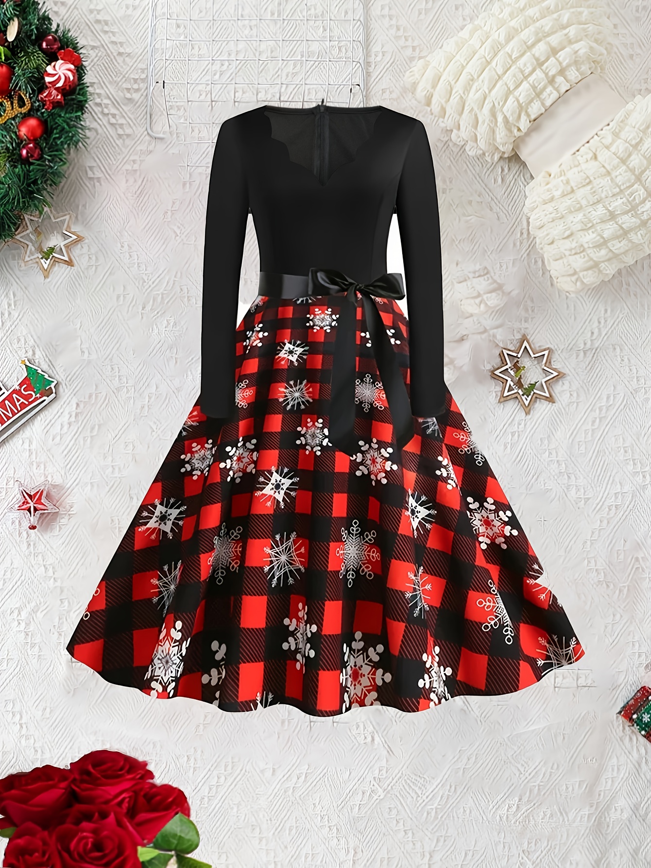 women's casual low-key dress christmas winter autumn long sleeve v-neck  vintage 1950s evening prom ball gown party beach fashion dress | Shop On  Temu And Start Saving | Temu United Kingdom