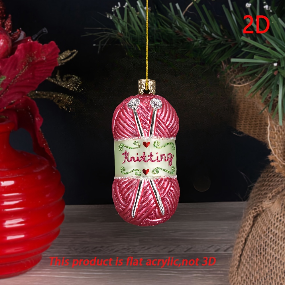 

1pc Acrylic Knitting Yarn Ball Christmas Tree Ornament, Non-electric, Featherless Holiday Decoration For Tree