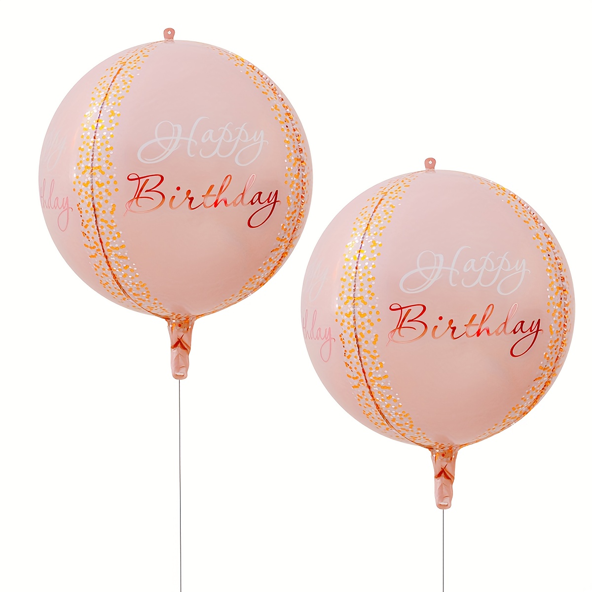 2pcs, 4d, Happy Birthday Round Foil Balloons, Birthday Party Decorations