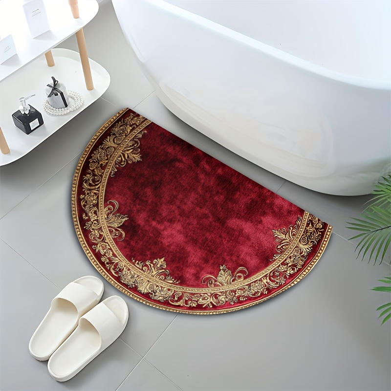 TEMU 1pc, European-style Pattern Semi-circular Door Mat, Soft, Anti-slip, Suitable For Indoor/outdoor, Perfect For Bathrooms, Living Rooms, Bedrooms,
