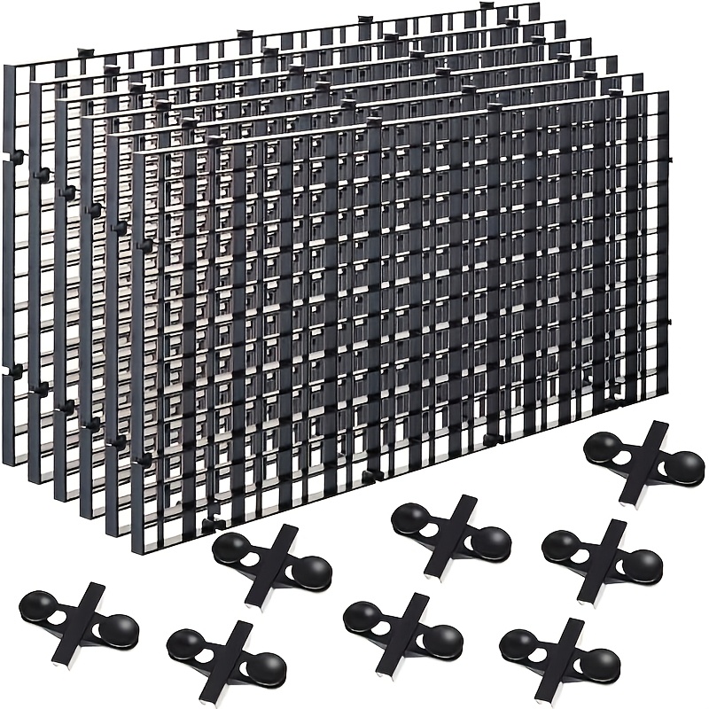 TEMU 14pcs Fish Tank Divider Bottom Mat Set (6 Dividers   8 Suction Clips), Suitable For Aquariums And Reptile Tanks, Used As Partitions, Fish Tank