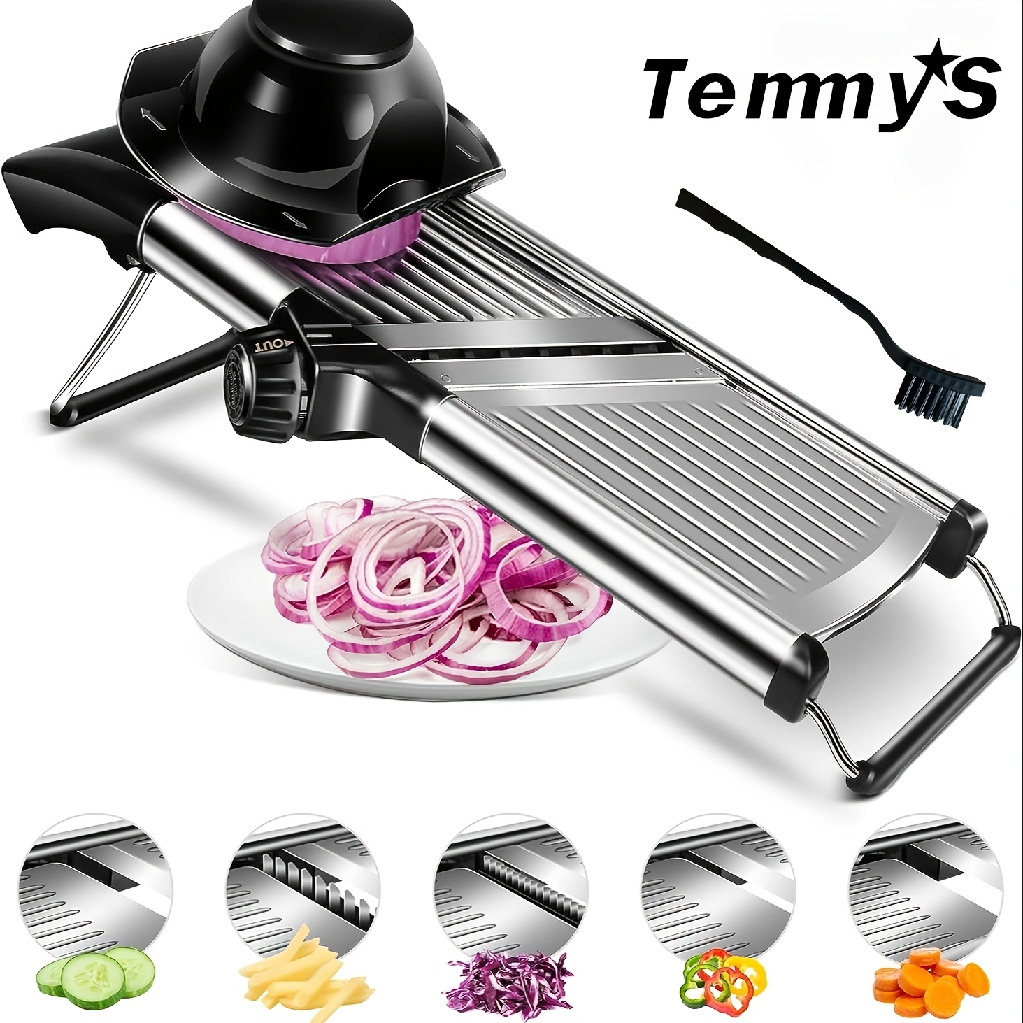 Image of Madoline Slicer Stainless Steel Vegetable Fries Slicer Adjustable Size Blade Adjustable Mandoline Slicer Professional Vegetable Onion Grater Kitchen Additions