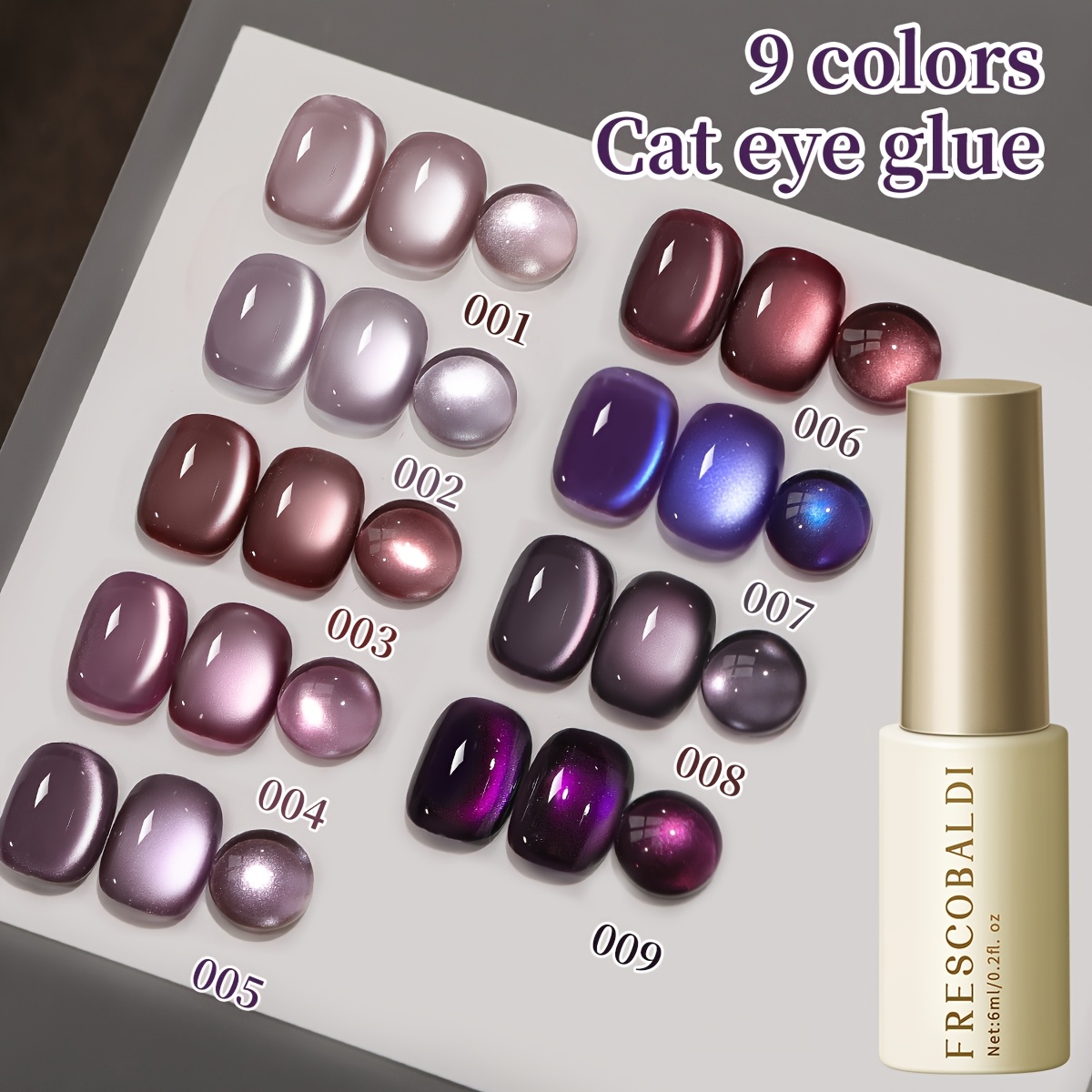 Image of Cat Eye Nail Polish Set 6colors 15ml Reflective Magnetic Nail Gel Soaking Uv Led Gel Salon Female Nail Art Tools Fashion Holographic Nail Art