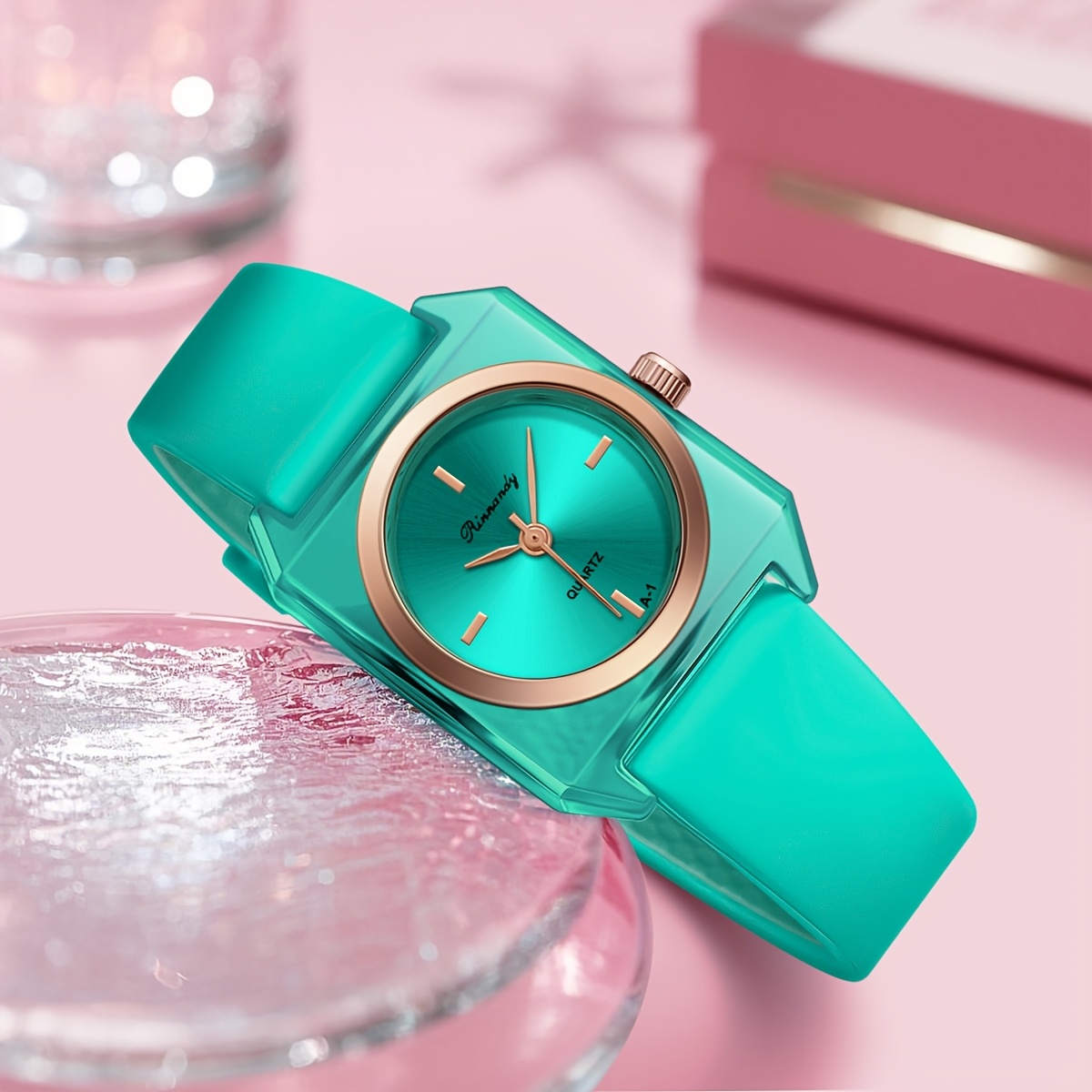 womens square transparent watch case teal - Temu United Arab  display picture 1