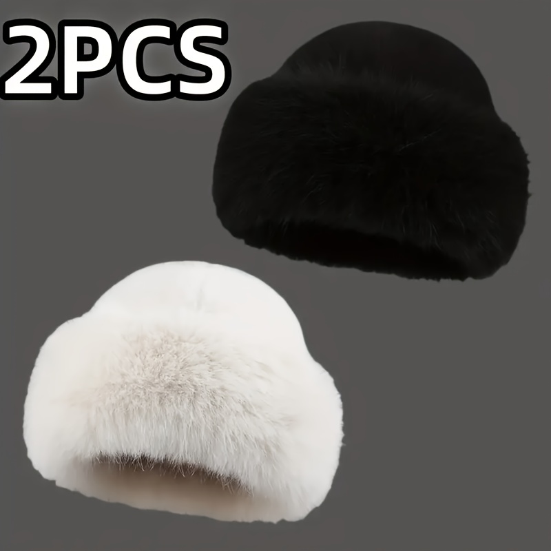 TEMU 2pcs Autumn/winter Women's -lined Warm Hats - Stylish Appearance, Thickened Mongolian-, Ear Protection, And For Cold Weather Outdoor Activities,