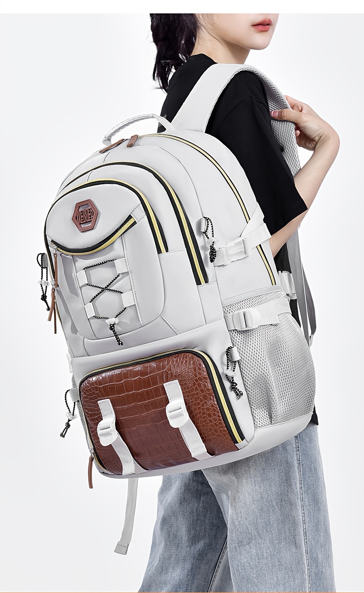 [Large Capacity Hiking Backpack] 10.57 Gallon Large Capacity Hiking Backpack with Shoe Compartment & Laptop Sleeve - Durable Multi-Compartment Travel Backpack with Padded Shoulder Straps, Padded Back Panel & High Quality Design - Blue/Grey/Tan for Camping, Business Travel, School - Ideal Gift for Outdoor Adventurers (36-40L)
