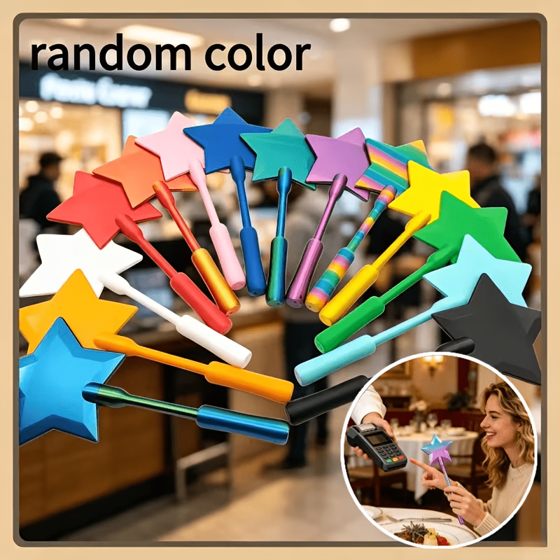 TEMU 1pc Random Color Pentagram Wand Cosplay And Party Creative Prop, Starlight Wand Non-contact Payment Card Holder, Plastic Material, Designed For