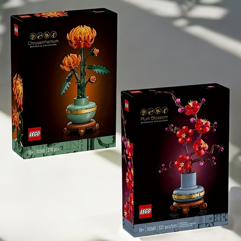 TEMU European Version Sets 10368/10369 Featuring Golden Chrysanthemum And Bone Plum, Pack Of Building Block Toys