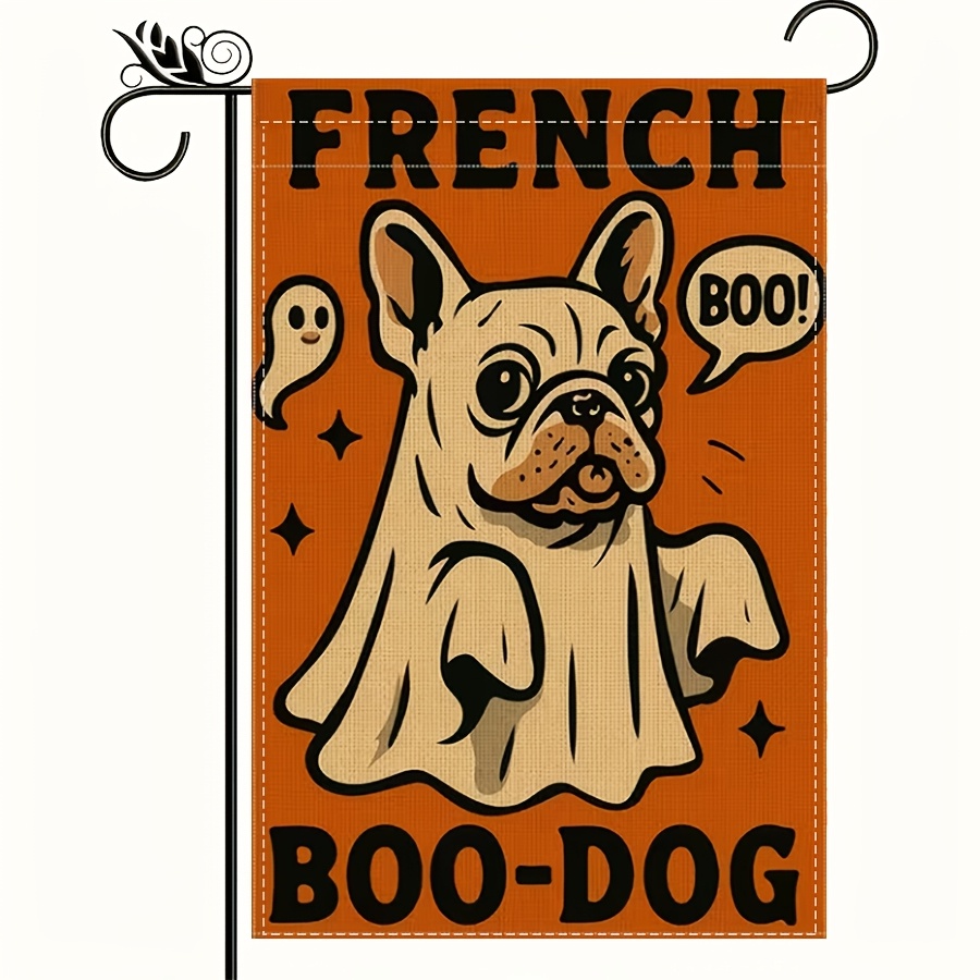 TEMU 2d Flat - 2d Flat - 2d 1pc 2d Print Garden Flag 12 X 18in Halloween Fun Dog Garden Flag Double-sided Welcome Flag Is Very Suitable For Garden,