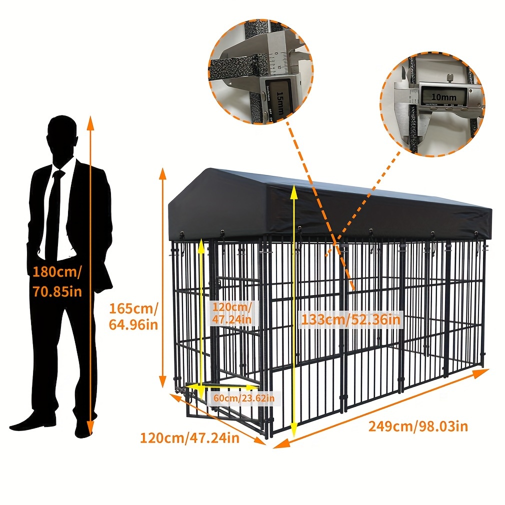 TEMU 3 Size Metal Dog Kennel Large Outdoor Welded Wire Dog Kennel Pet Playpen Heavy Duty Dog Crate Cage