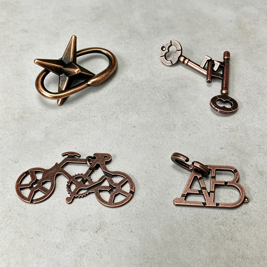 4pcs/Set Metal Puzzle Ring Disassembly Challenge