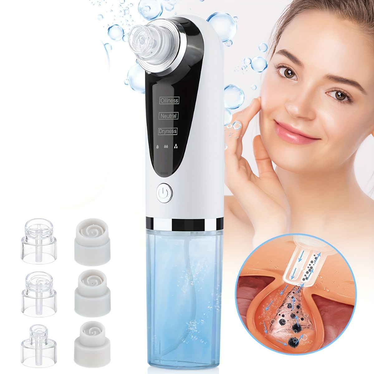 Instrumento de limpieza multifuncional Limpiador de poros removedor de puntos  negros facial eléctrico