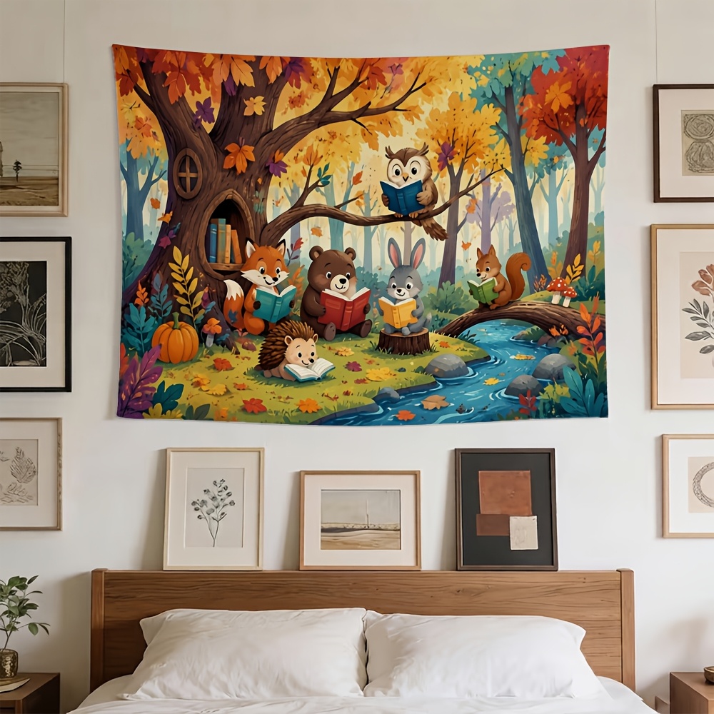 Photography Backdrop Tapestry with Autumn Forest Design