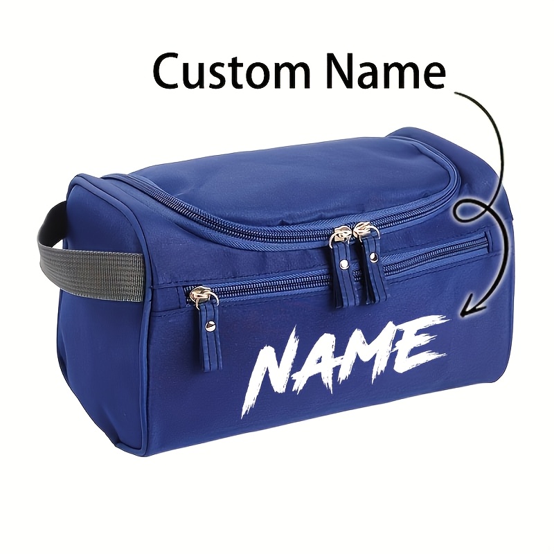 TEMU Borsa per trucco da personalizzata con stampa di lettere, grande organizzatore da viaggio con gancio, borsa da toilette da da viaggio, pochette