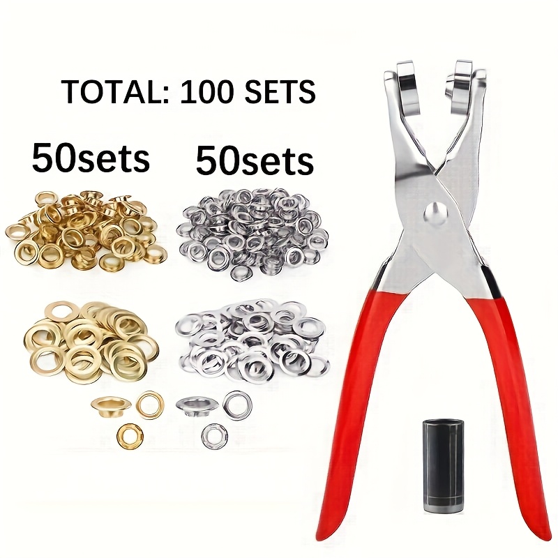 TEMU Kit di punzonatura occhielli con foro interno da 12 mm (dimensione foro interno) con occhielli in metallo da 12 mm, rondelle, punzonatrice e