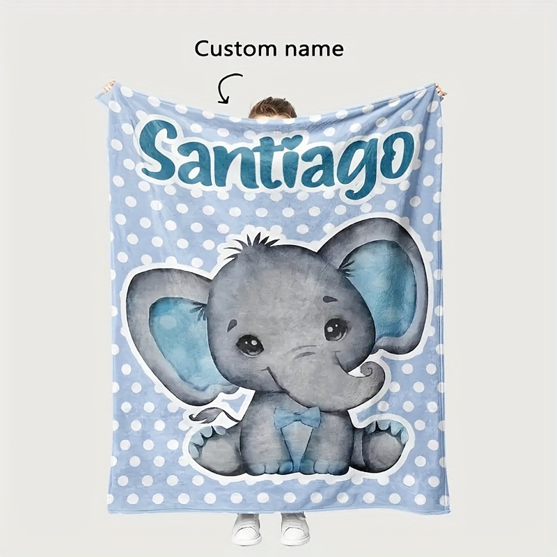 

Custom Elephant Name Blanket - Soft & Warm Flannel, Perfect For Couch, Bed, Travel, Camping - Personalized Gift For Friends & Family