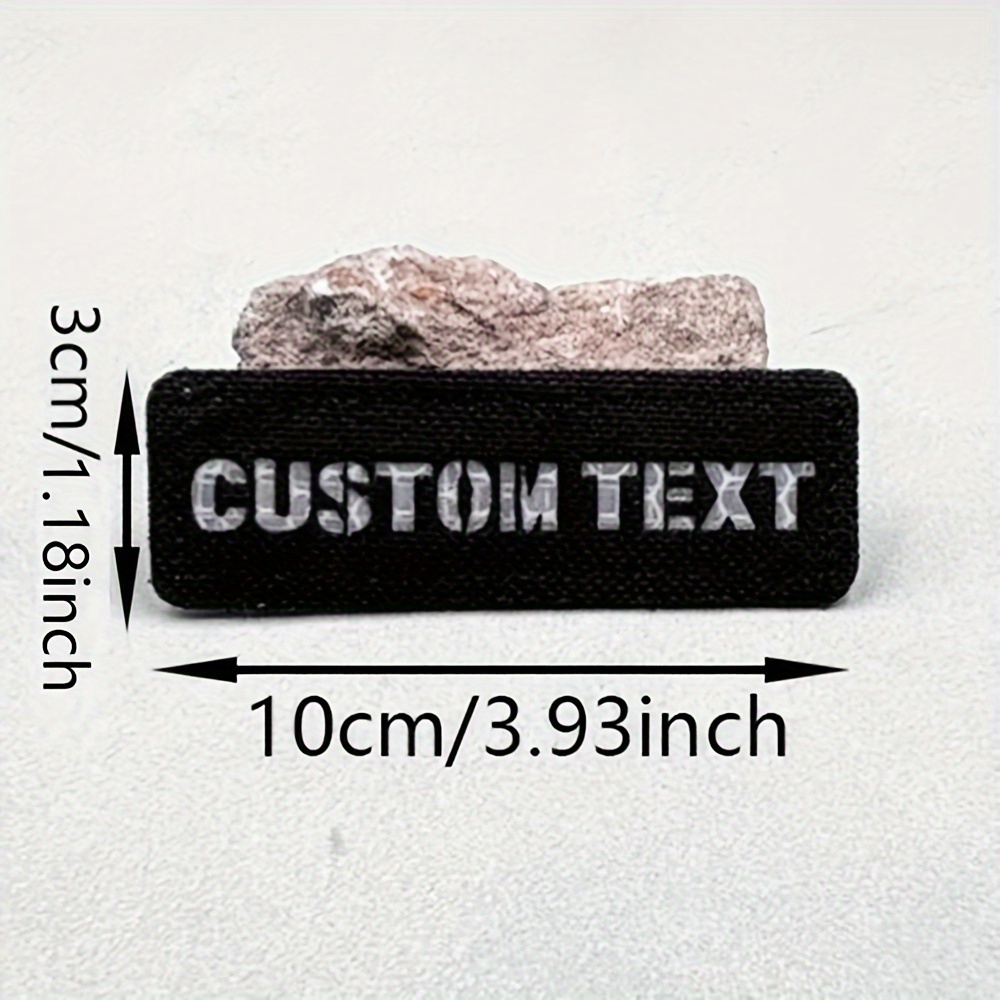 TEMU 1 Customized Name Text Reflective Black Fabric Patch With Hook And Felt Surface For Personalized Clothing Or Bag Decoration