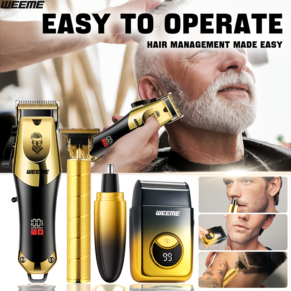 WEEME Hair Clippers Set, USB Charging Wireless Hair Clipper, Men'S Hair Cutting Kit With Digital Display Screen, Electric Hair Clipper, Easy To Trim Hair And Beard, Essential For Home And Travel, Perfect Holiday'S Gift.