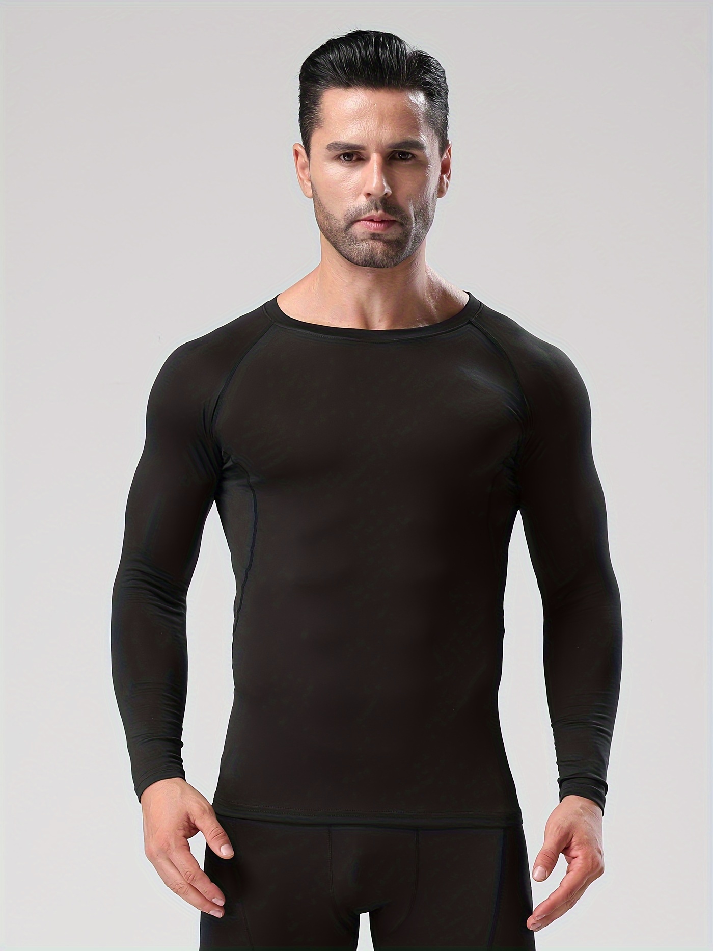 men's compression long sleeve polyester spandex blend Temu Germany