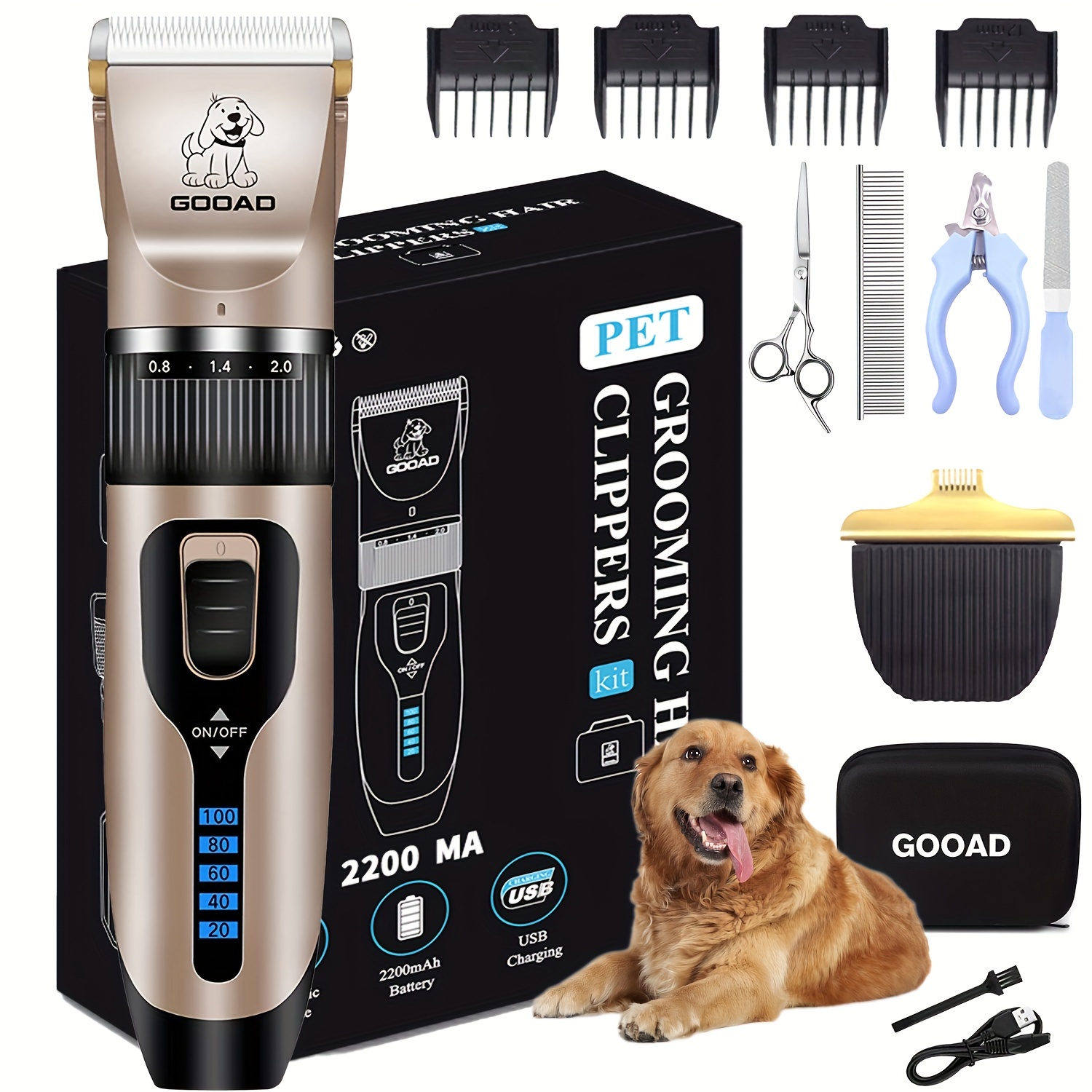 

Dog Clippers Grooming Kit And Paw Trimmer Cordless Low Noise Electric Quiet Rechargeable Dog Trimmer Grooming Tool Pet Hair Clippers For Thick Coats Shaver For Small And Large Dogs Cats