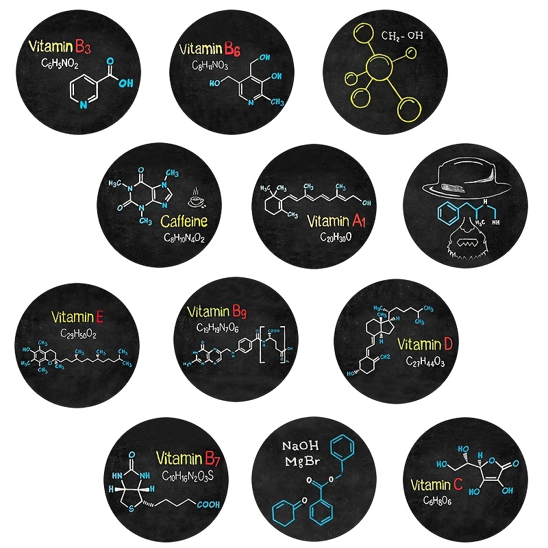 TEMU Chemical Element Formula Pattern Soft Magnet Fridge Magnet Glass Material Retro Blackboard Style Chemical Molecular Structure Element Picture
