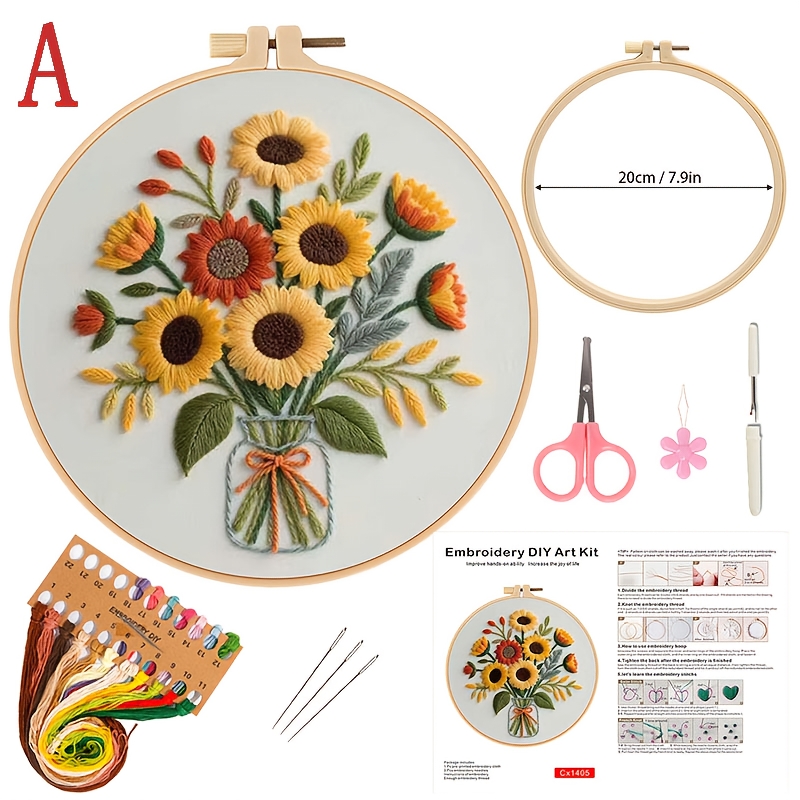 Sunflower Patterns Embroidery Kits for Beginners