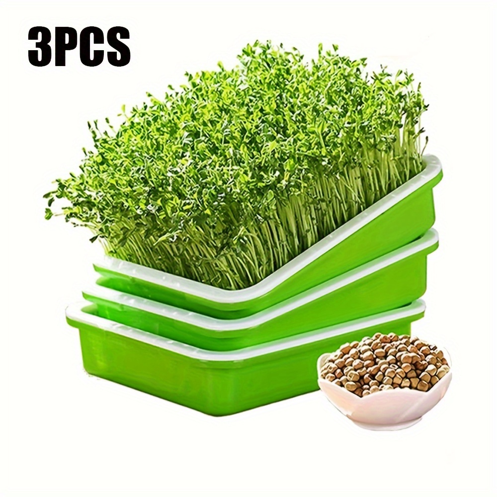 

3-pack Hydroponic Seed Starter Trays For Peas, Mung Beans & Wheat - Soilless Cultivation System, Perfect For Indoor/outdoor Gardening (seeds Not Included) Seedling Starter Trays Seedling Tray