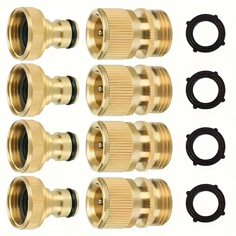 

2-pack Solid Brass Quick Connect Water Hose Fittings - 3/4 Inch Us Standard Nipple Connector, Durable No-leak Easy Connect Adapter For Garden, Lawn Care, And Car Wash Accessories