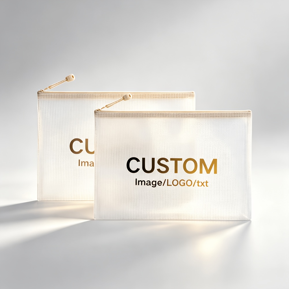 TEMU Custom Picture/, Personalized Customization, Training Pattern, Mesh Zipper Bag, File Bag, Zipper Folder, A4 Size, Suitable For School Office